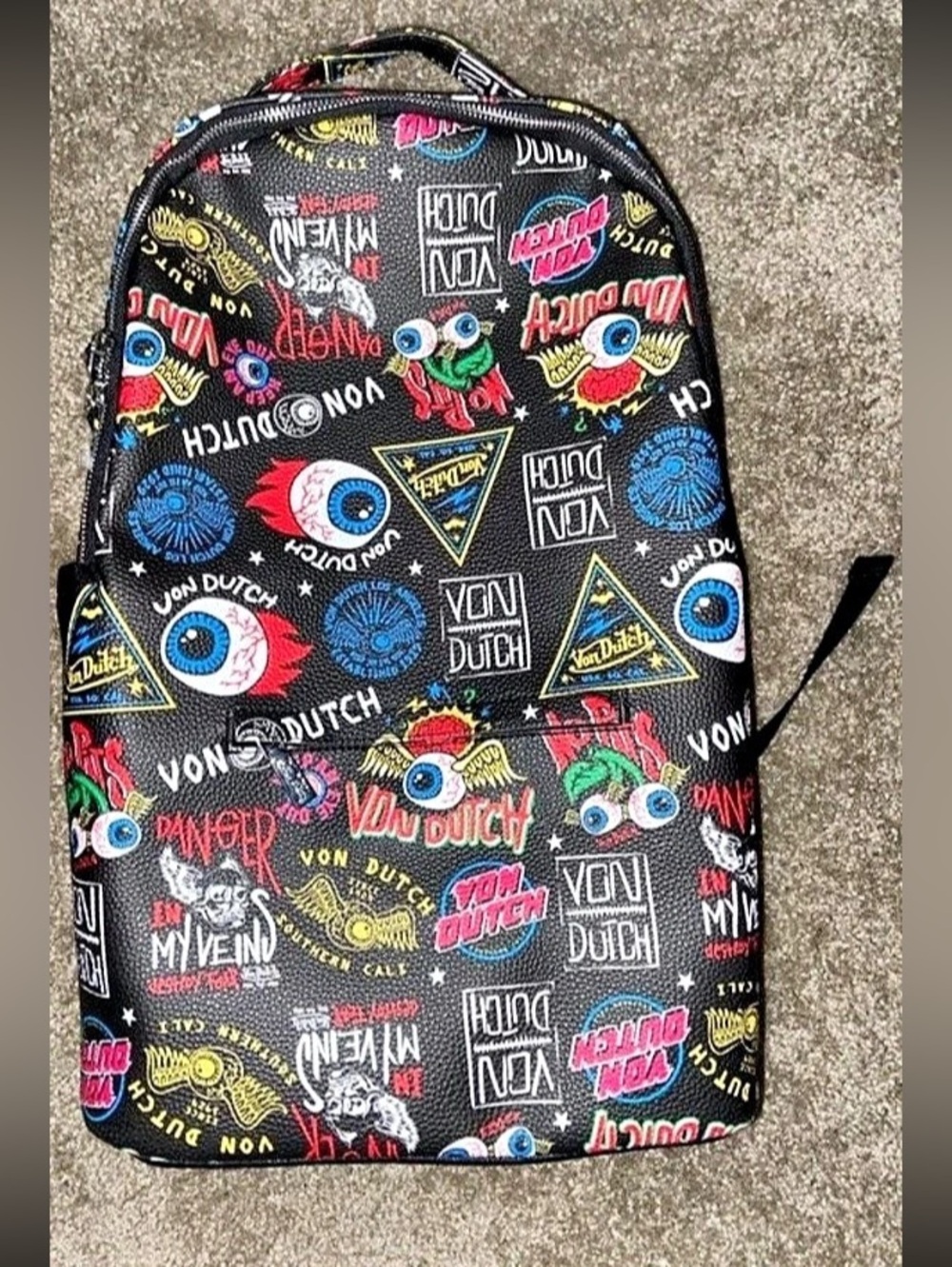 Von Dutch Large Multi-Flying Eye Backpack Black & Multicolor